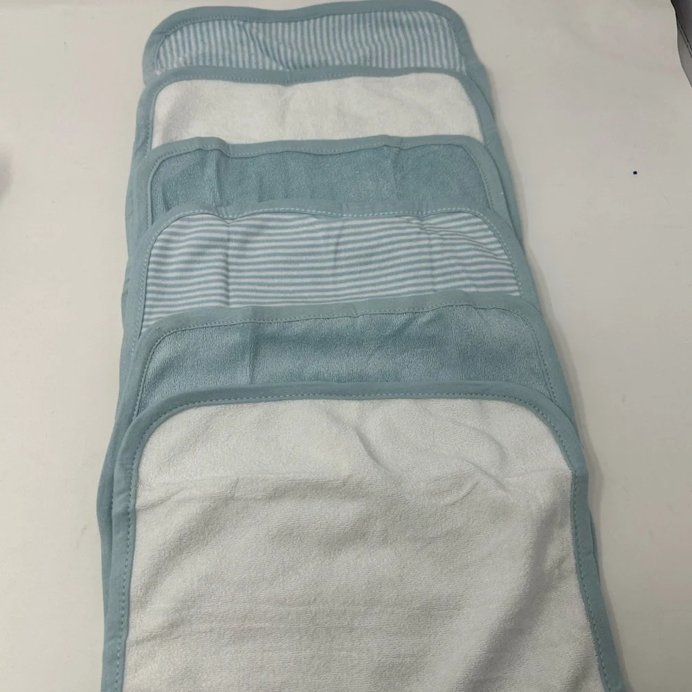 NEW!! Carters Baby 6 Pack Burp Rags Wash Cloths Blue White MSRP $24